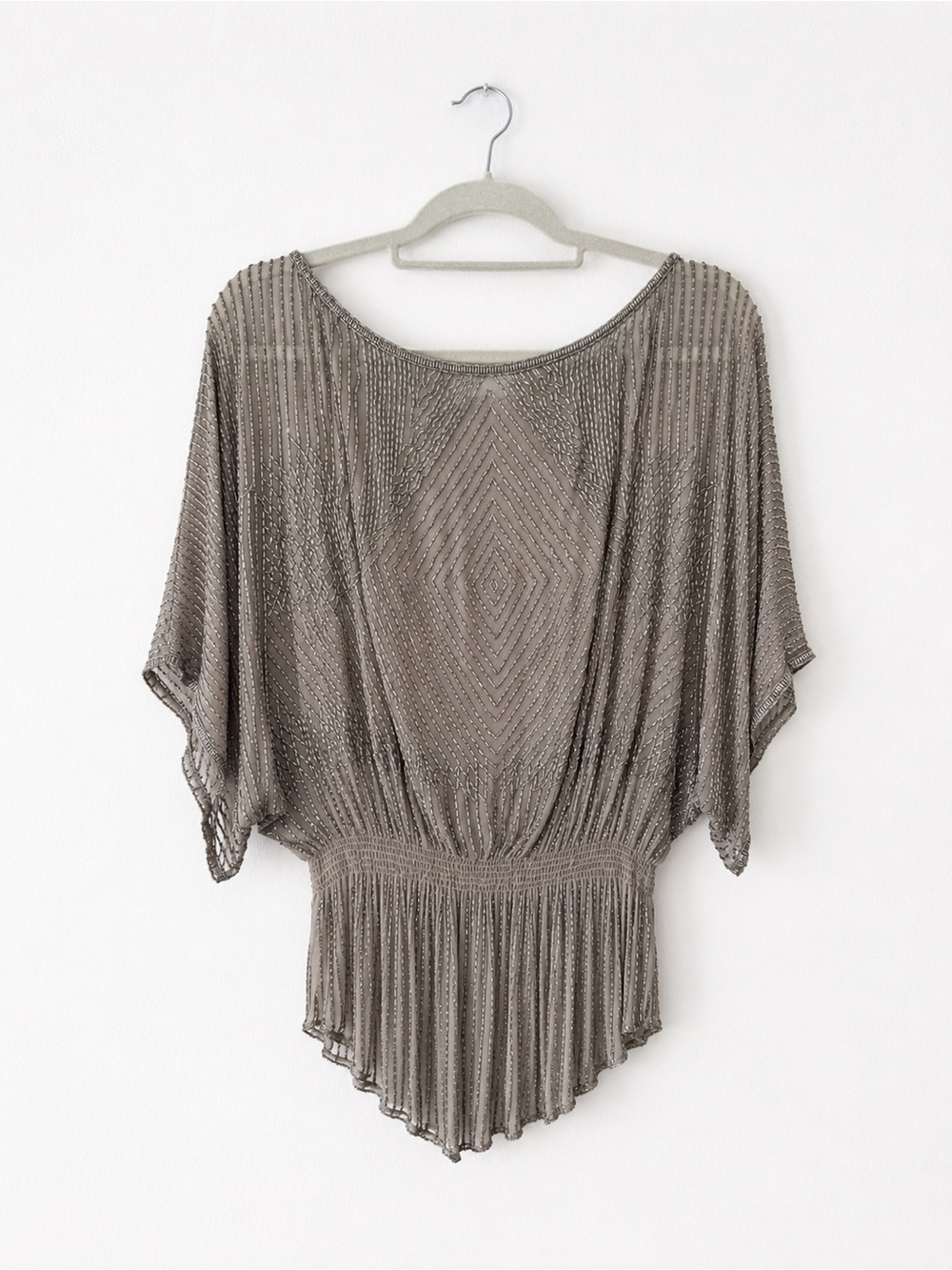 Vintage Parker 100% Silk Beaded Blouse Top – Art Deco Glam Size M